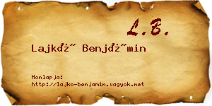 Lajkó Benjámin névjegykártya